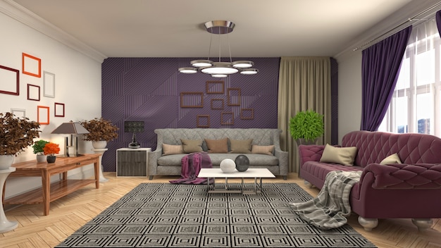 Illustration of the living room interior