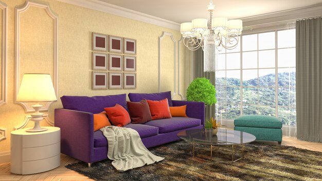 Illustration of the living room interior