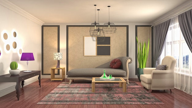 Illustration of the living room interior