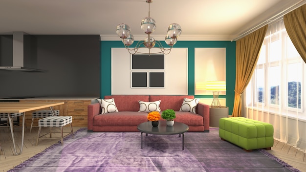 Illustration of the living room interior