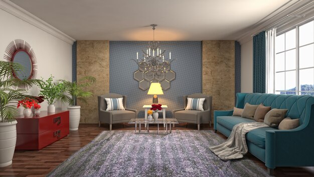 Illustration of the living room interior