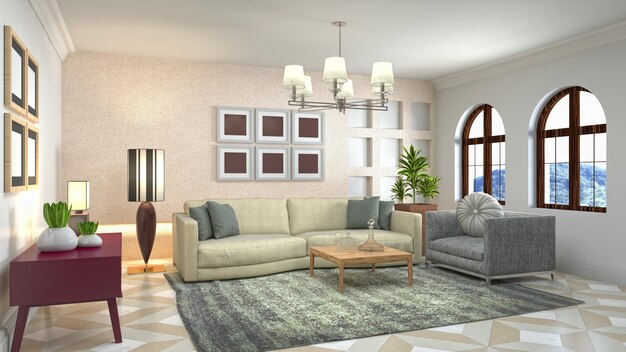 Illustration of the living room interior