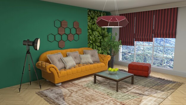 Illustration of the living room interior