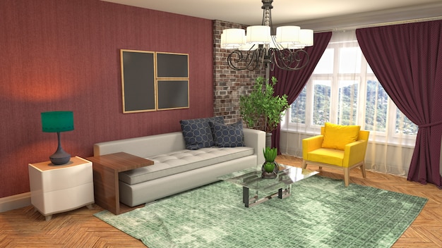 Illustration of the living room interior