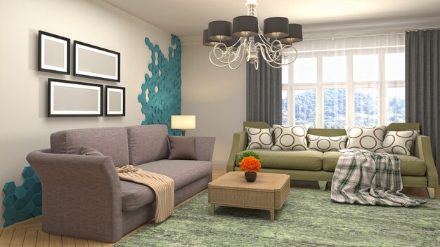 Illustration of the living room interior