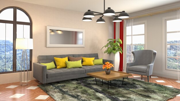 Illustration of the living room interior