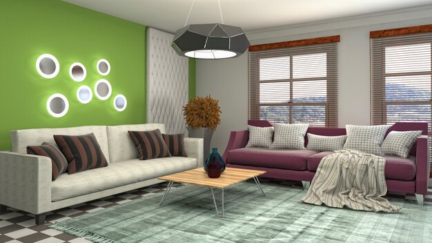 Illustration of the living room interior