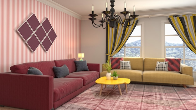 Illustration of the living room interior