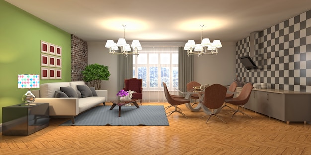 Illustration of the living room interior