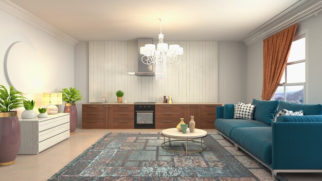 Illustration of the living room interior