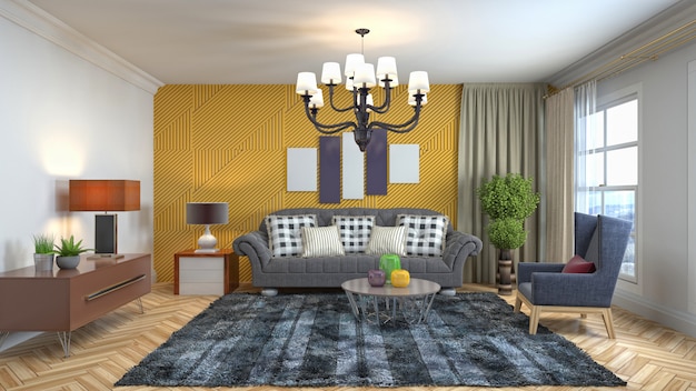 Illustration of the living room interior