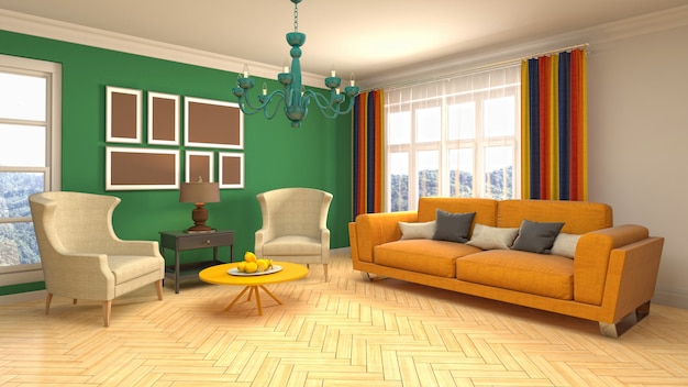 Illustration of the living room interior