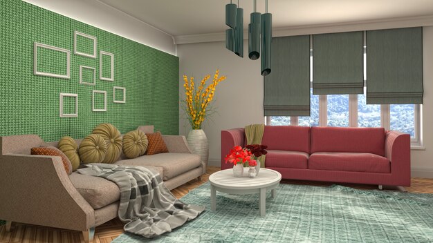 Illustration of the living room interior