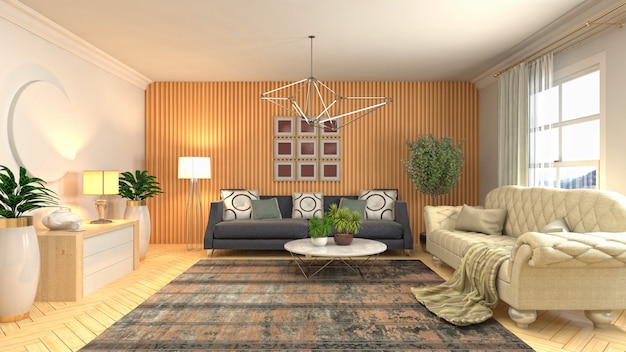 Illustration of the living room interior