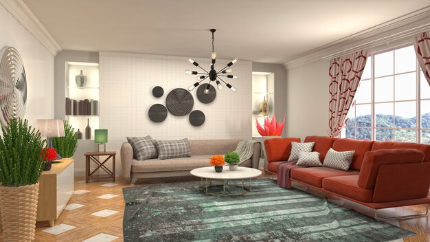 Illustration of the living room interior