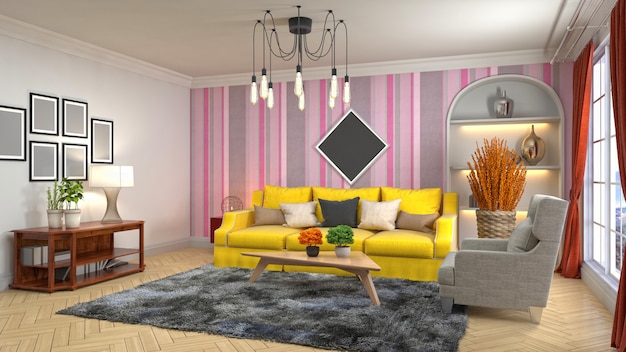 Illustration of the living room interior