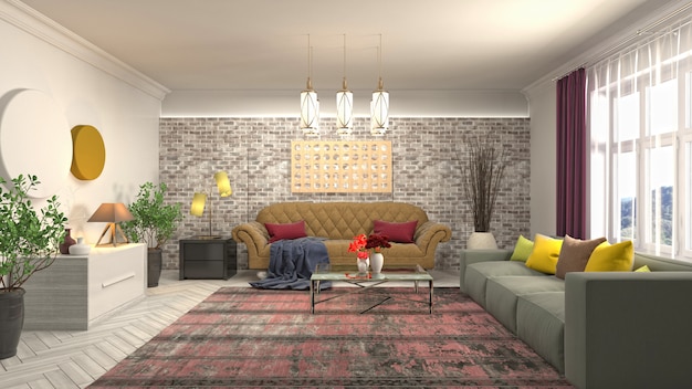 Illustration of the living room interior