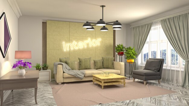 Illustration of the living room interior