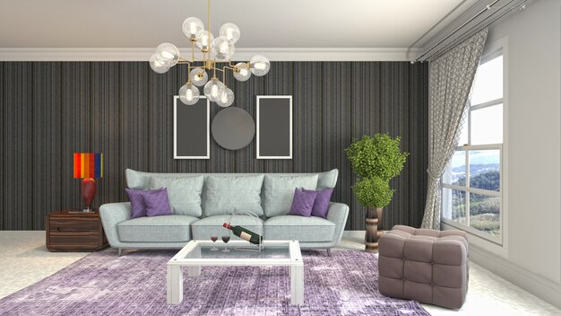 Illustration of the living room interior