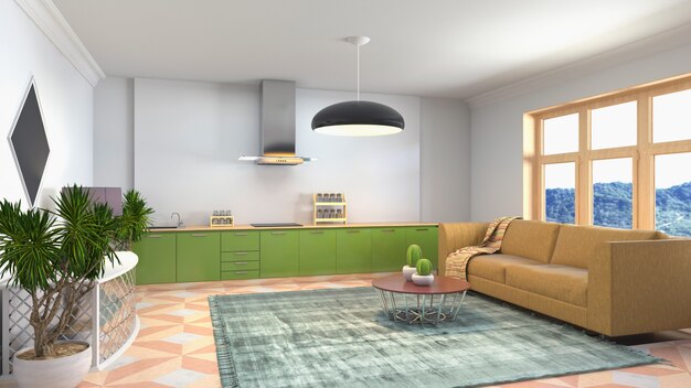 Illustration of the living room interior