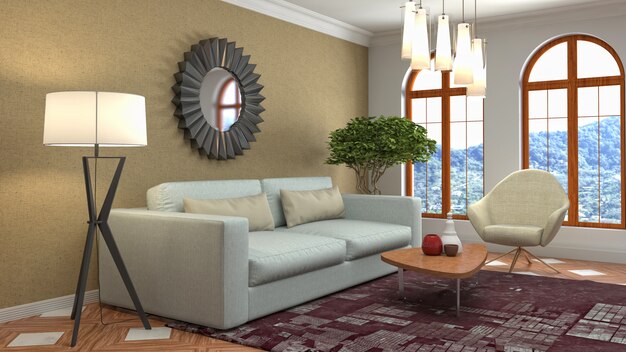 Illustration of the living room interior