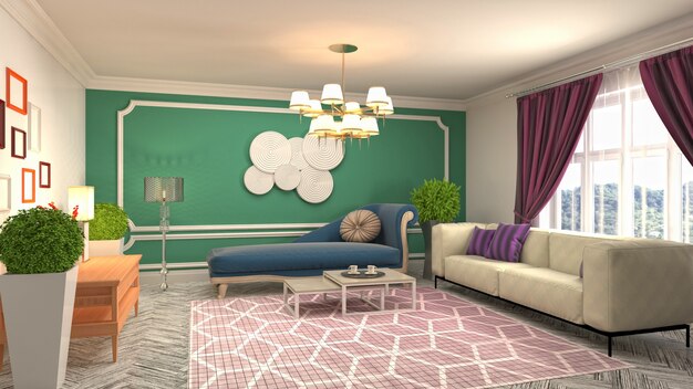 Illustration of the living room interior