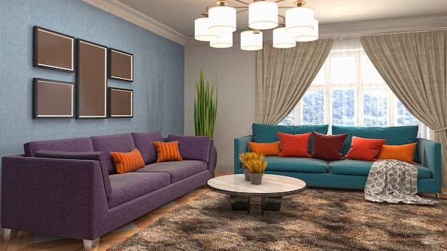 Illustration of the living room interior