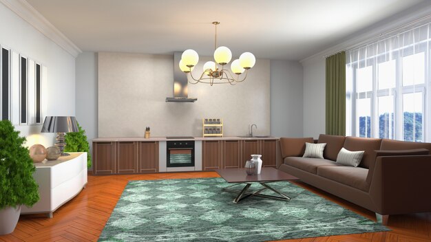 Illustration of the living room interior