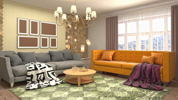 Illustration of the living room interior