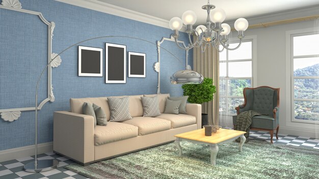 Illustration of the living room interior