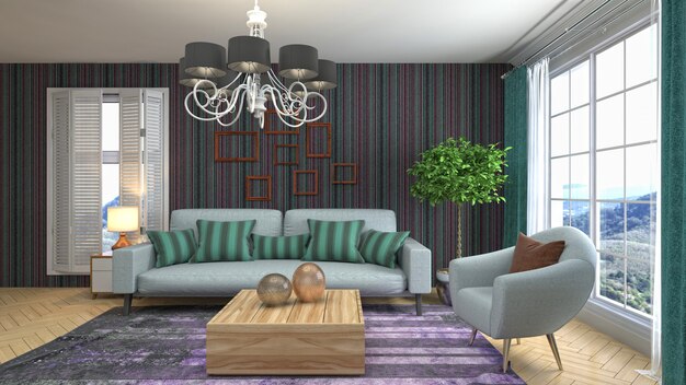 Illustration of the living room interior