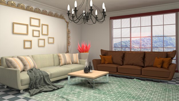 Illustration of the living room interior