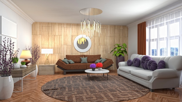 Illustration of the living room interior