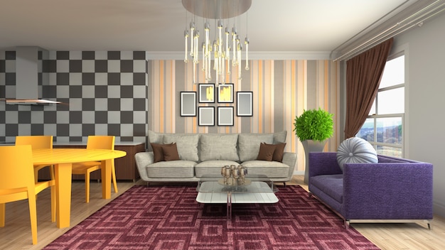 Illustration of the living room interior