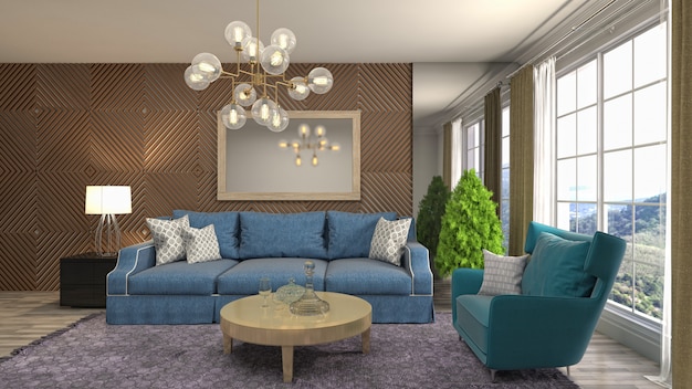 Illustration of the living room interior