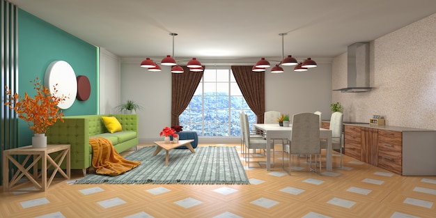 Photo illustration of the living room interior