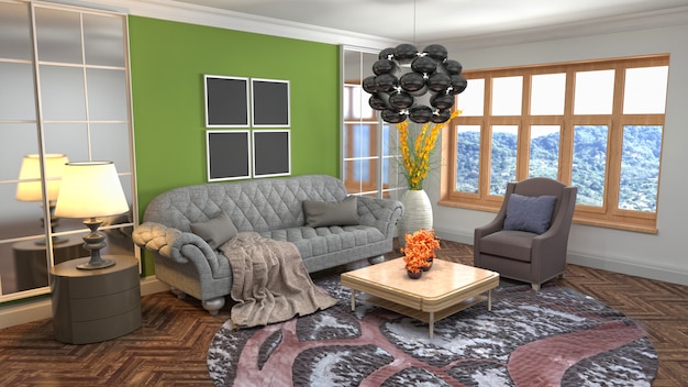 Illustration of the living room interior