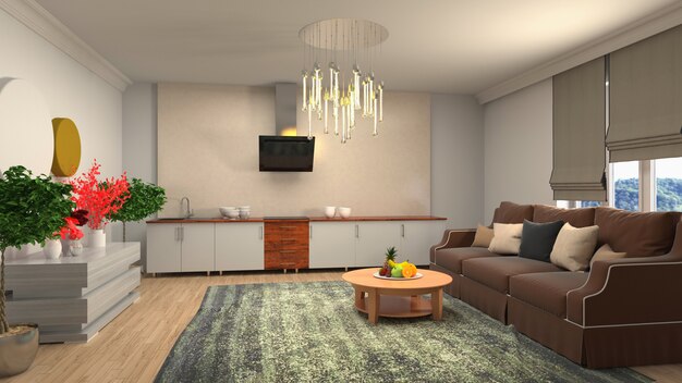 Illustration of the living room interior