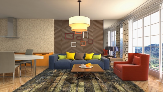 Illustration of the living room interior