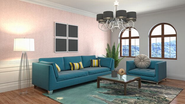 Illustration of the living room interior