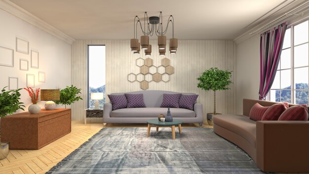 Illustration of the living room interior