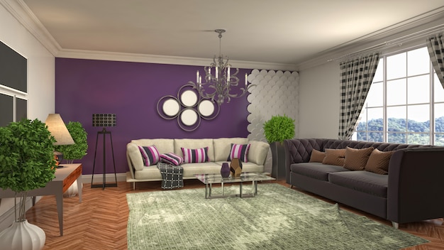 Illustration of the living room interior