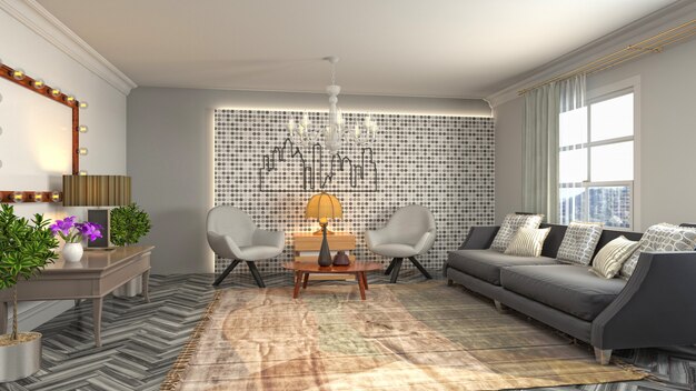 Illustration of the living room interior