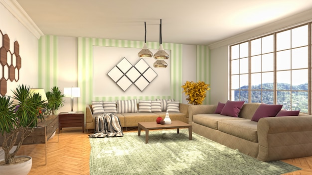 Illustration of the living room interior