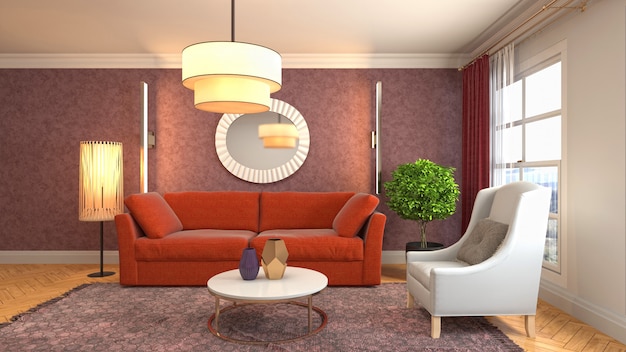 Illustration of the living room interior