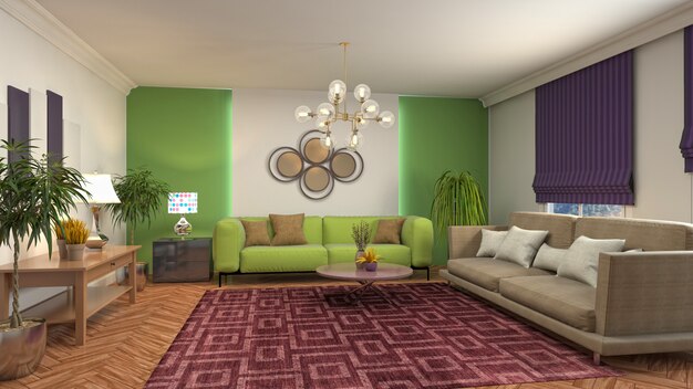 Illustration of the living room interior