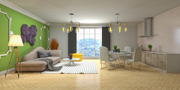 Illustration of the living room interior