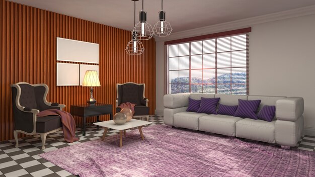 Illustration of the living room interior