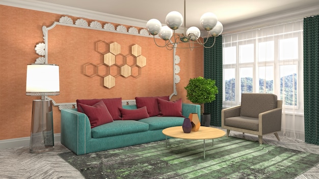 Illustration of the living room interior