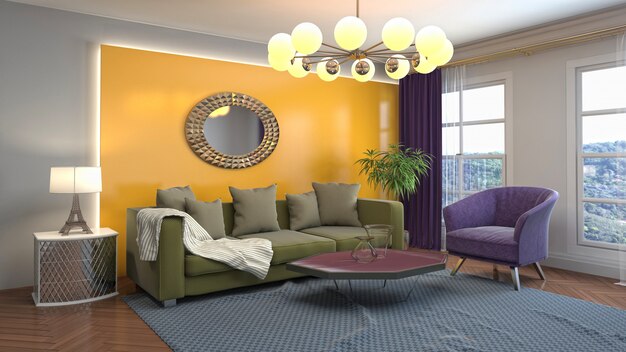 Illustration of the living room interior